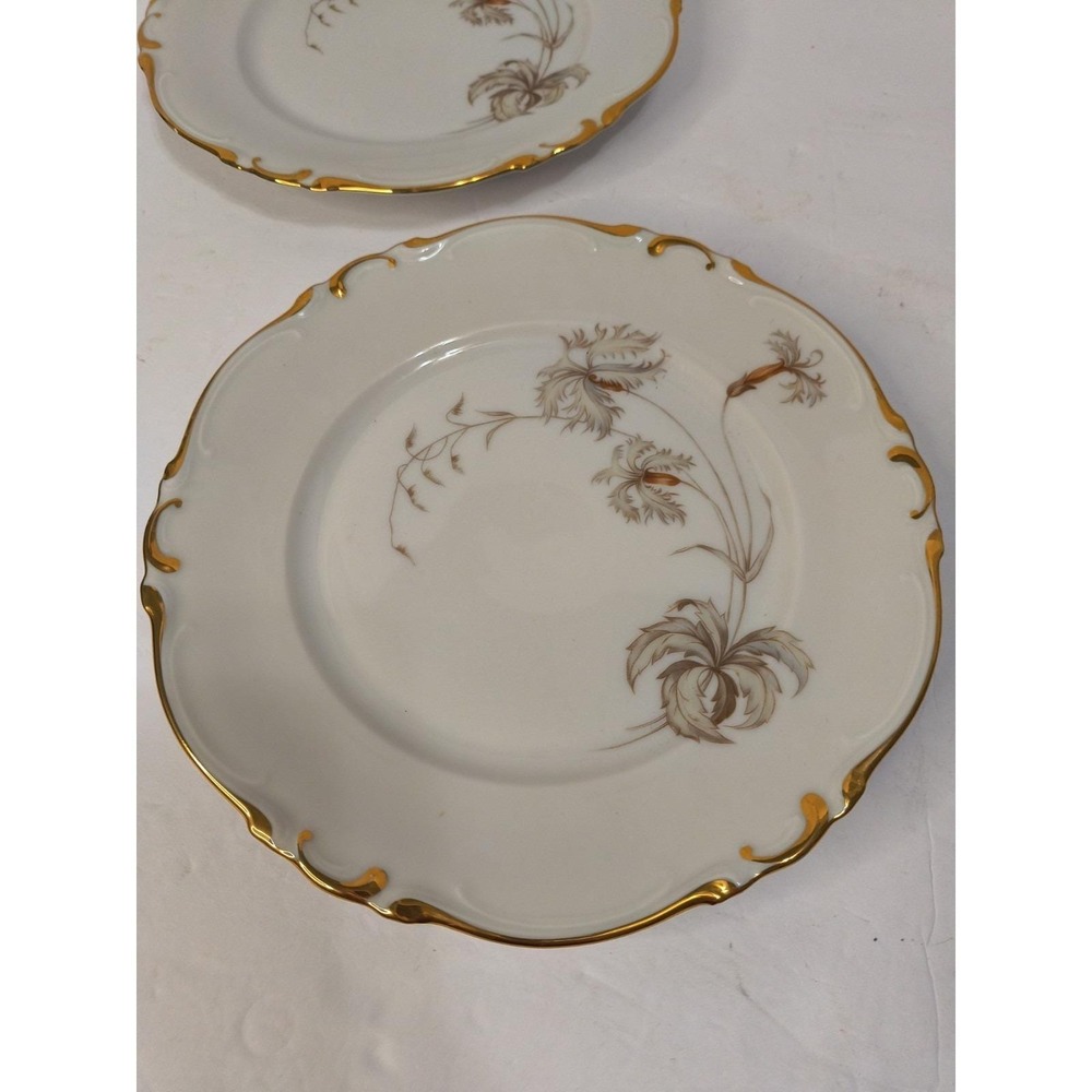 VTG 1950s 2-Heinrich-H&C Bavaria Porcelain Salad Plates "Du Barry" DISCONTINUED